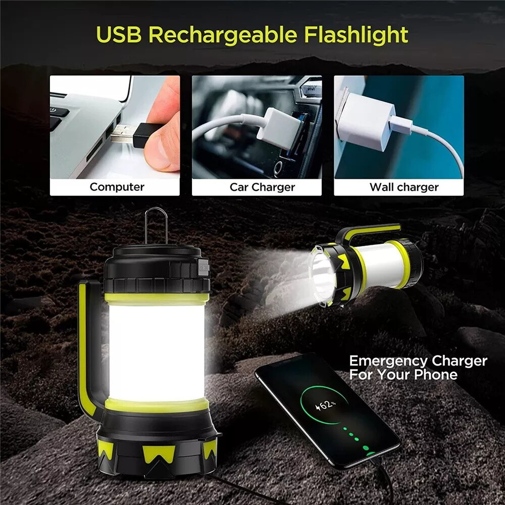 LED Camping USB Lantern Rechargeable Camping Tent Light Lamp Flashlight Portable