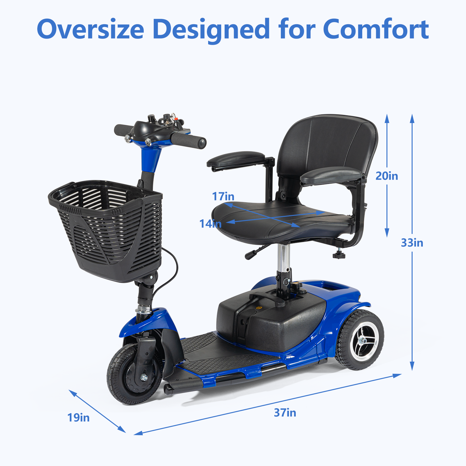 Pro 3 Wheel Mobility Scooter Electric Powered Mobile Folding Wheelchairs Device