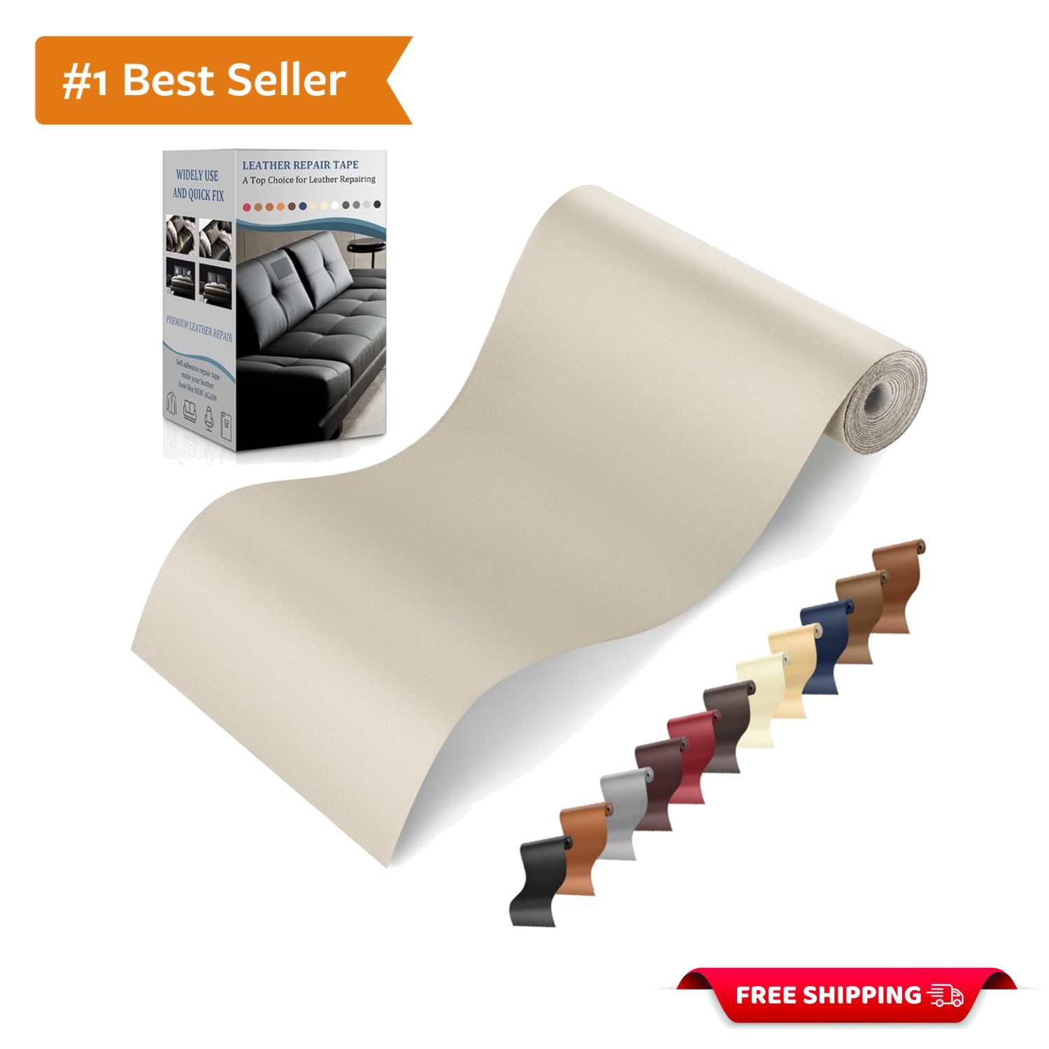 4" x 63" Self-Adhesive Leather Repair Tape - Quick Fix for Furniture & Car Seats