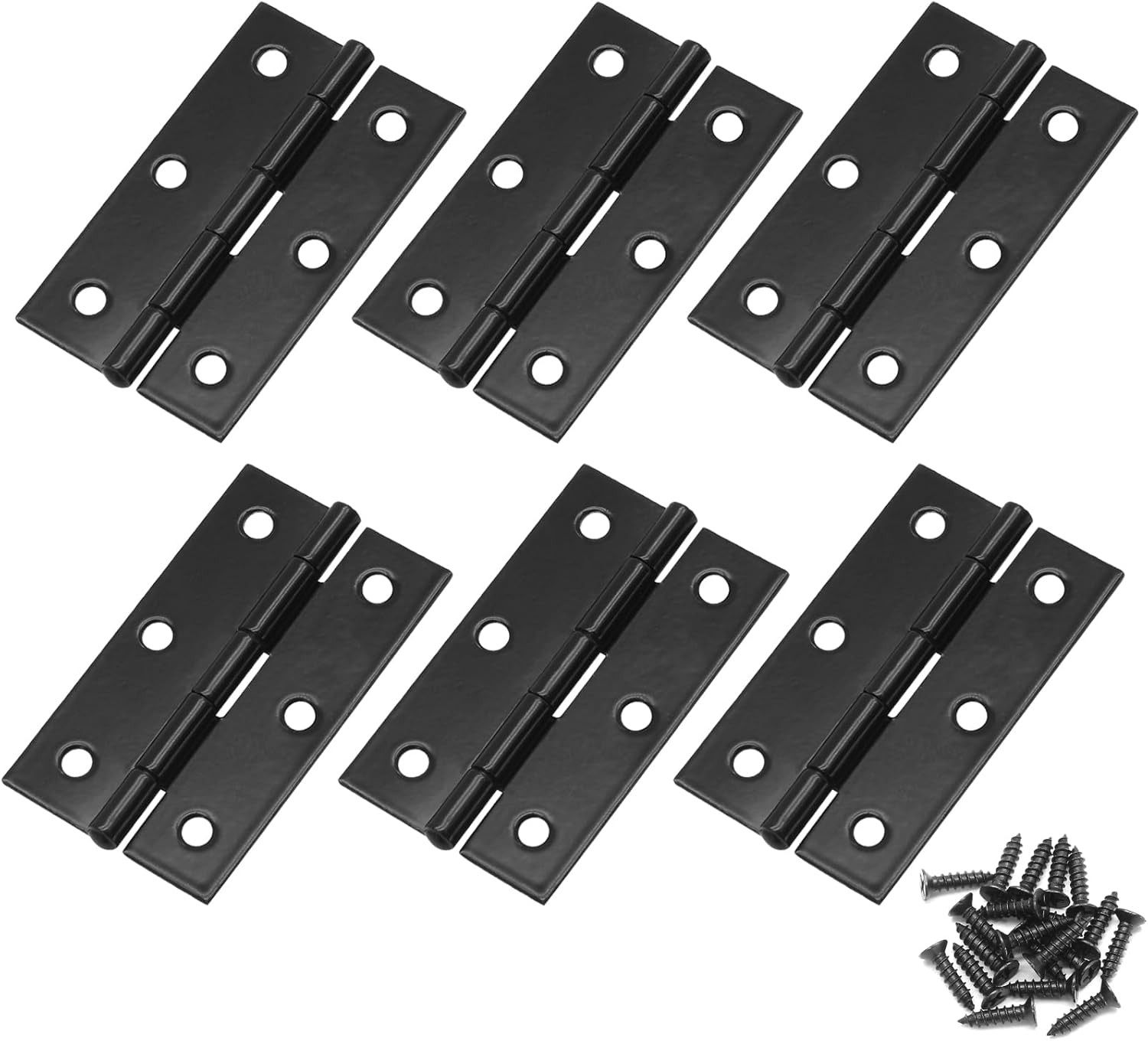 6 Pack 2.5 Inch Door Hinges, Black Butt Hinges with Mounting Screws