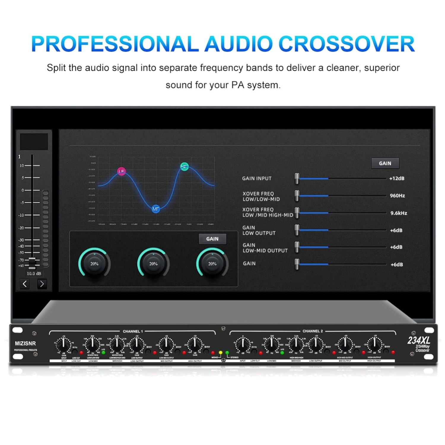 Professional Audio Sound Processor with Subwoofer Support$~-