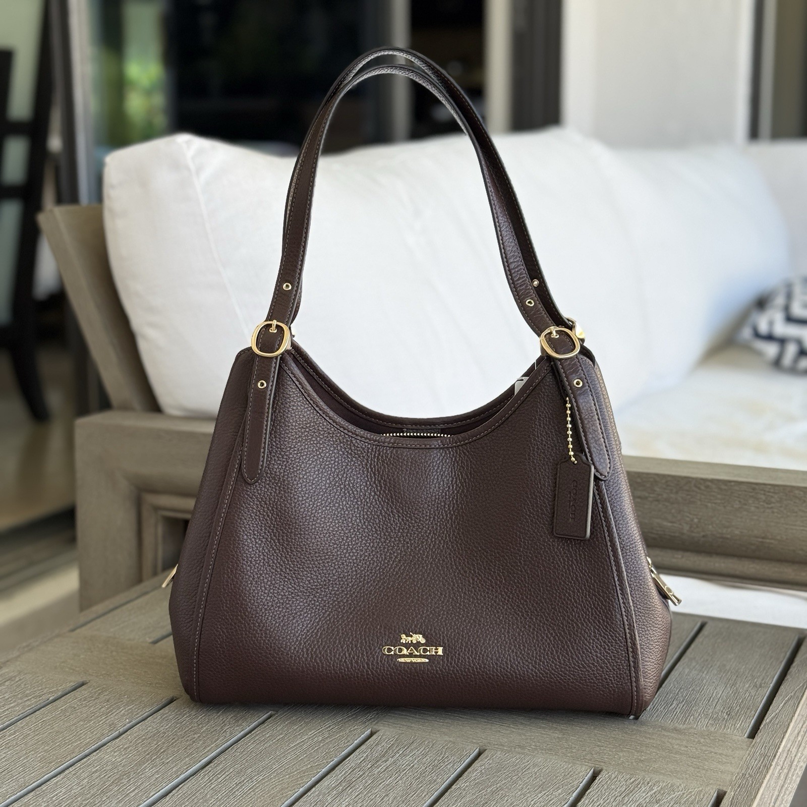 Coach Erin Shoulder Bag Refined pebble Leather CAQ86 Gold/Maple NWT
