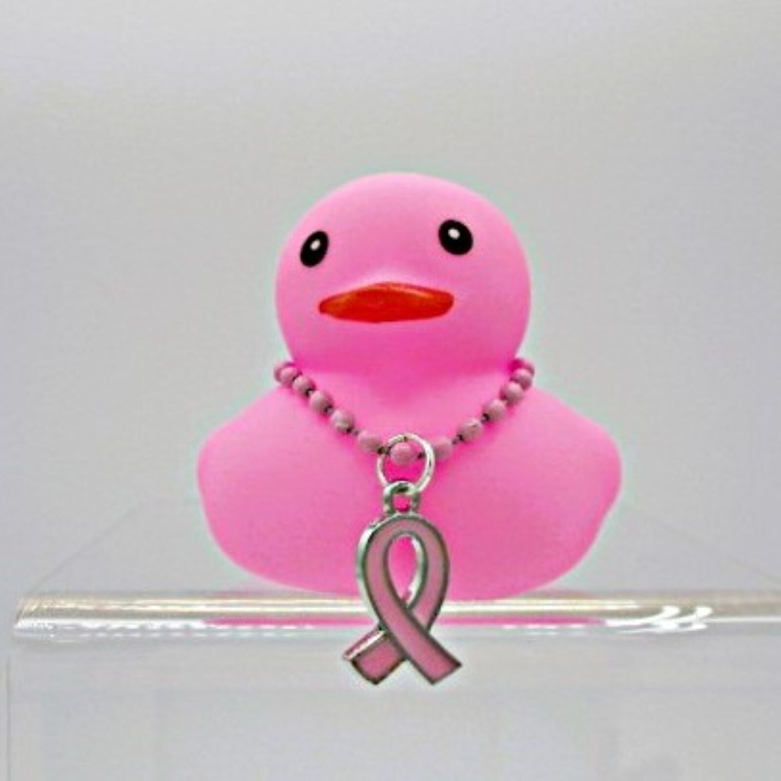 Breast Cancer Awareness Rubber Duck, Straw Hat Pink Ribbon Dashboard Decor Gift