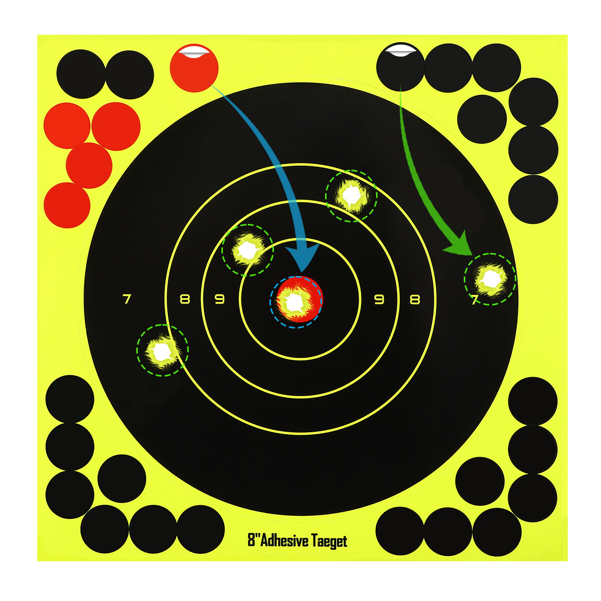 25 Pack Shooting Targets Reactive Splatter Glow Shot Florescent Paper 8"X8" US