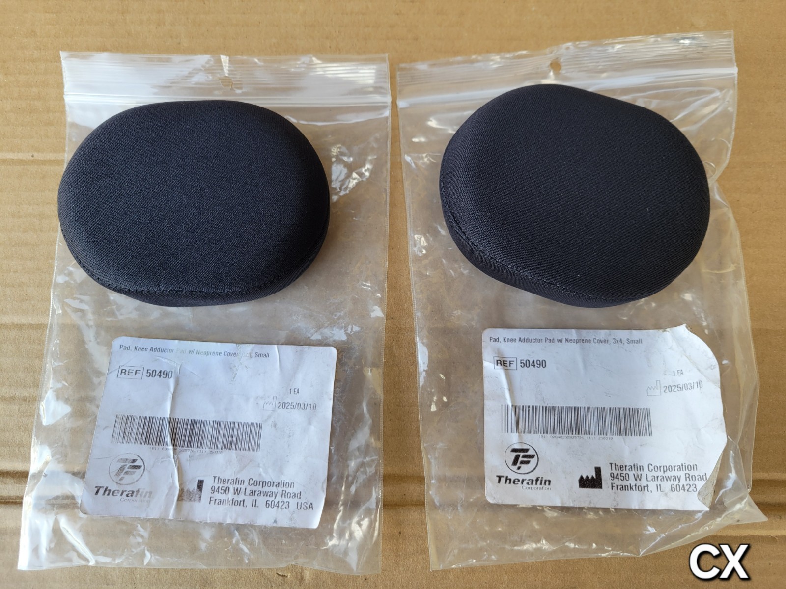 NEW THERAFIN Wheelchair Knee Abductor Supports Pads W/ Covers Replacement 3"x4"