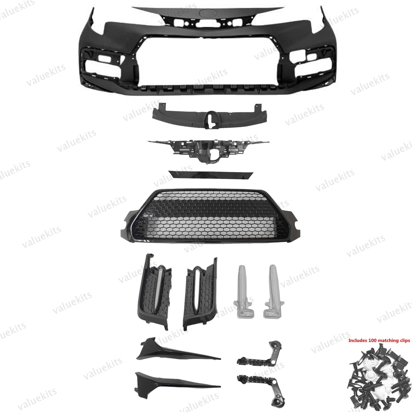 14PC For Corolla SE 2020-2024 Front Bumper Radiator Cover Grille Fog lights Kit