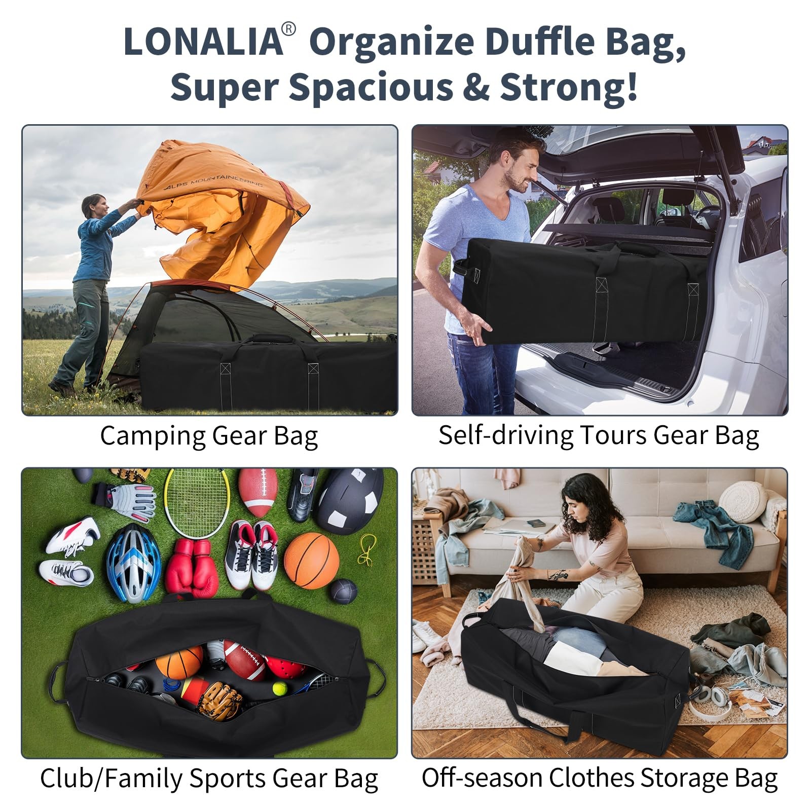 48 Inch Duffle Bag Travel Camping 165L Extra Large Heavy Duty Sport Storage