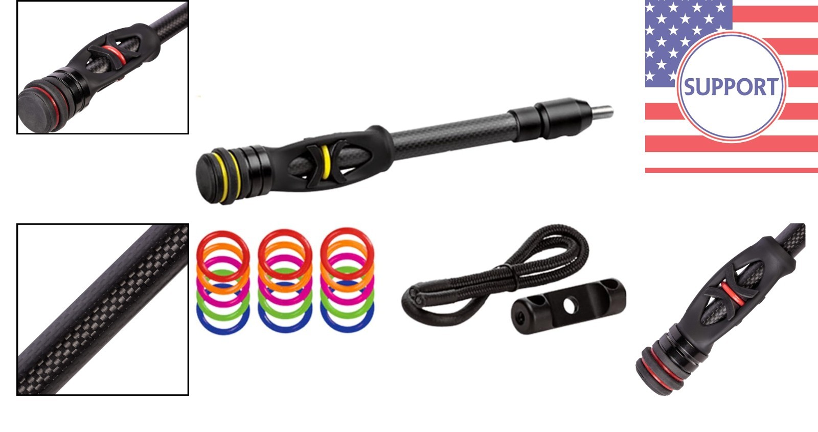 Customizable 8 Inch Bow Stabilizer with Quick Disconnect for Easy Transport