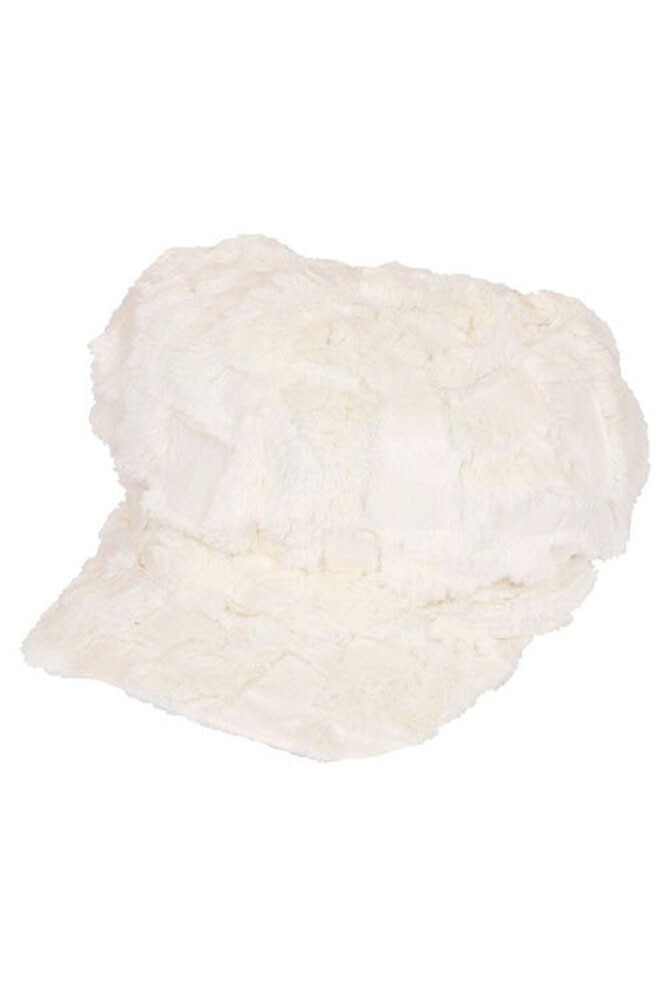 Womens Winter Faux Fur Newsboy Cap