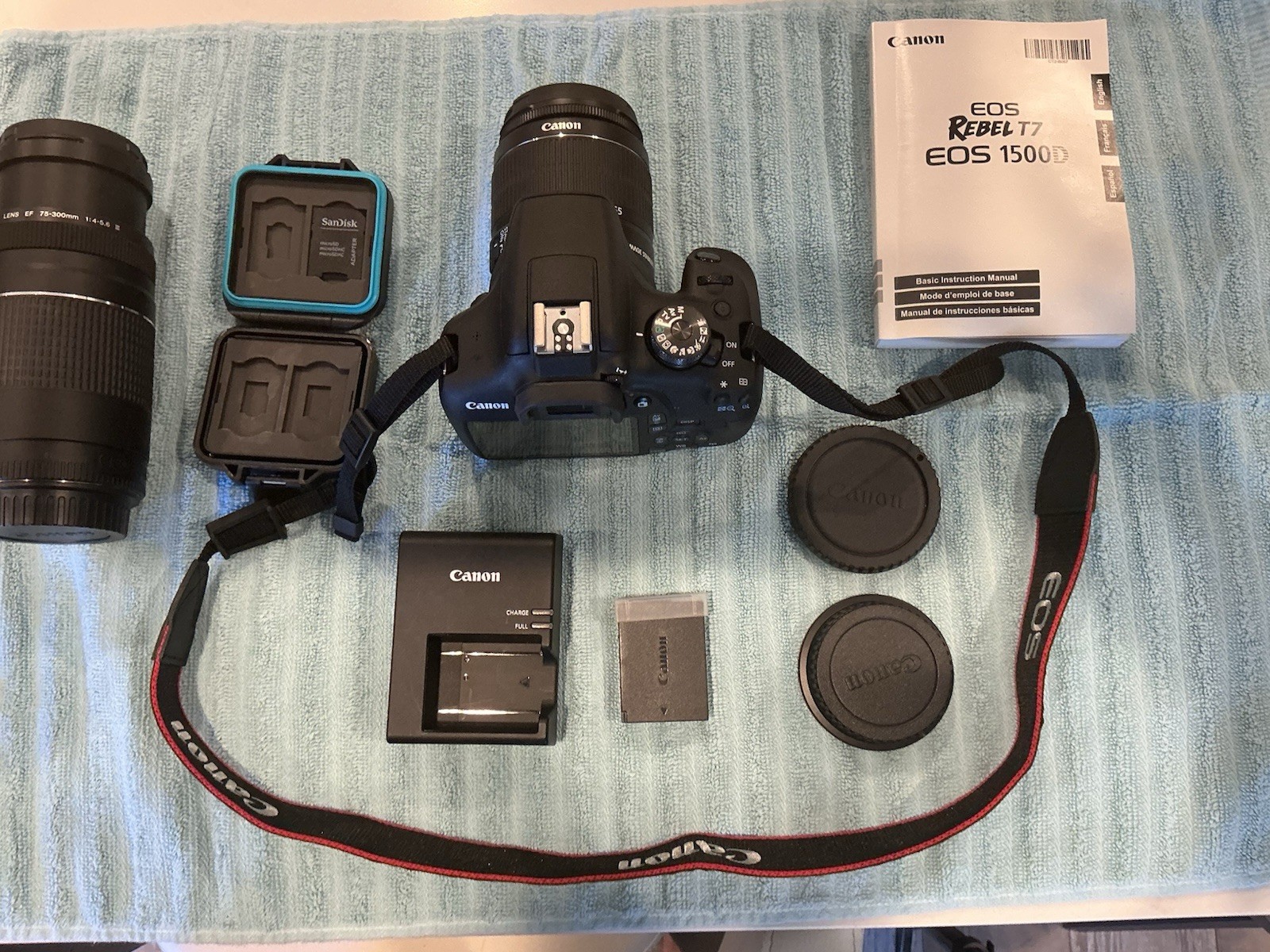 Canon EOS Rebel T7 / EOS 1500D APS-C DSLR Bundle w/ Lenses, Case, Manual