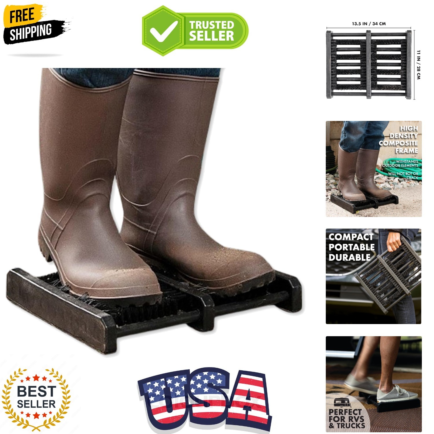 Boot Scraper - Outdoor Shoe Scrubber Cleaner Brush