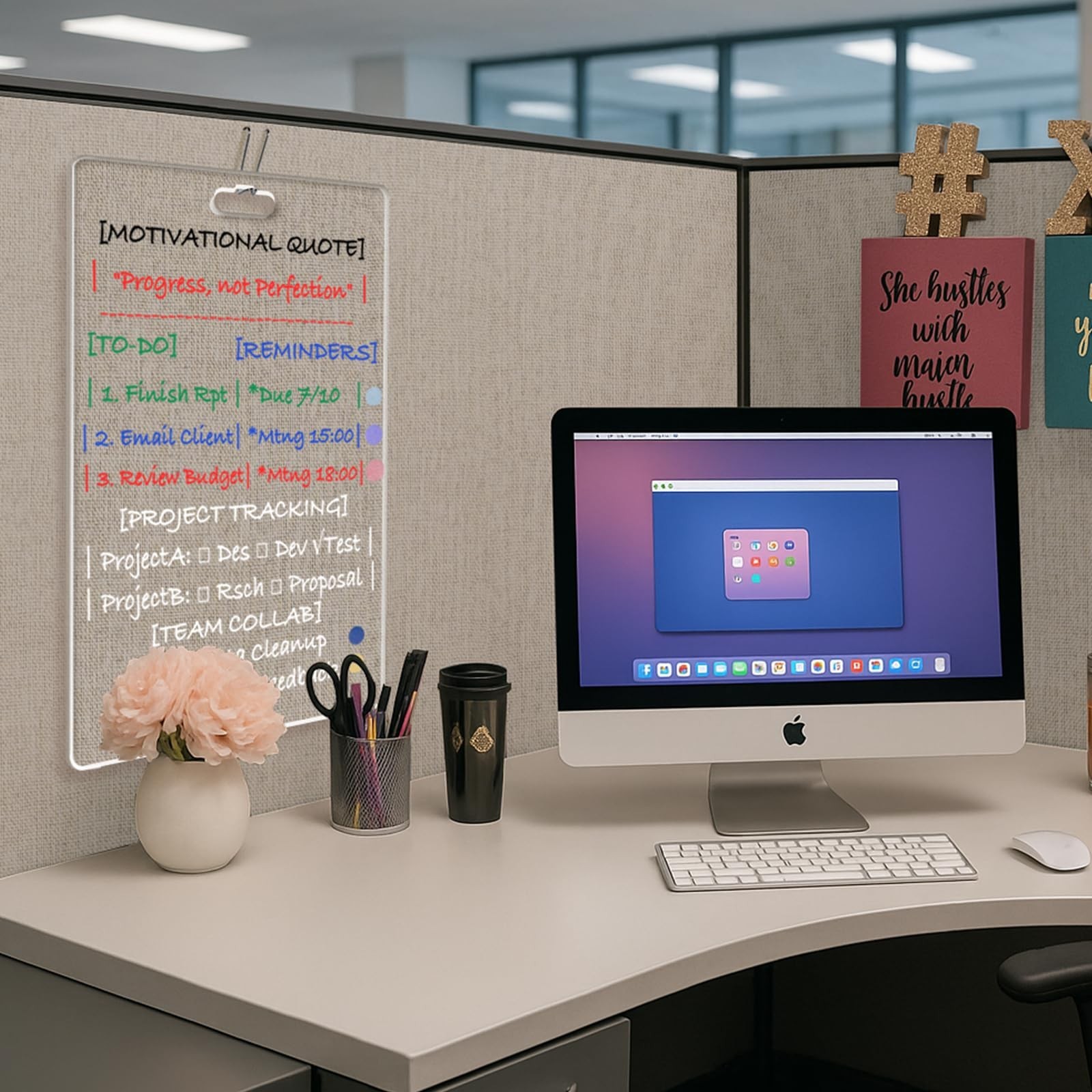 Fabric Wall Cubicle for Work Decor：Cubicle Decorations for Women Desk - A