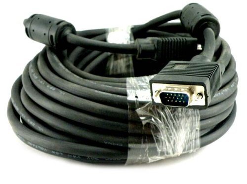 BLACK 75 FEET 75FT SVGA SUPER VGA HD15 Male to Male LCD LED Monitor Cable NEW