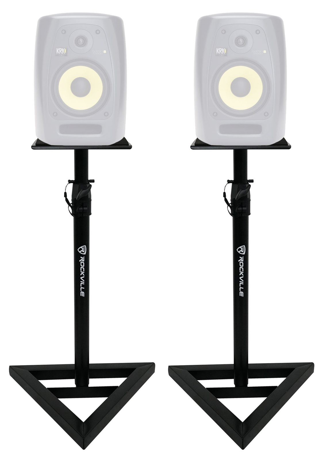 (2) Rockville Adjustable Studio Monitor Speaker Stands For KRK VXT-8 Monitors