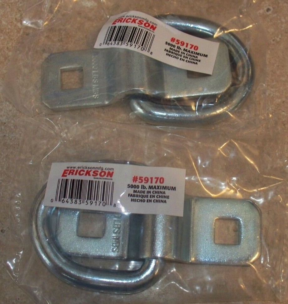 Lot of 2 Erickson 59170 Flip Anchor Ring & Base 5000 lb Maximum Zinc Finish