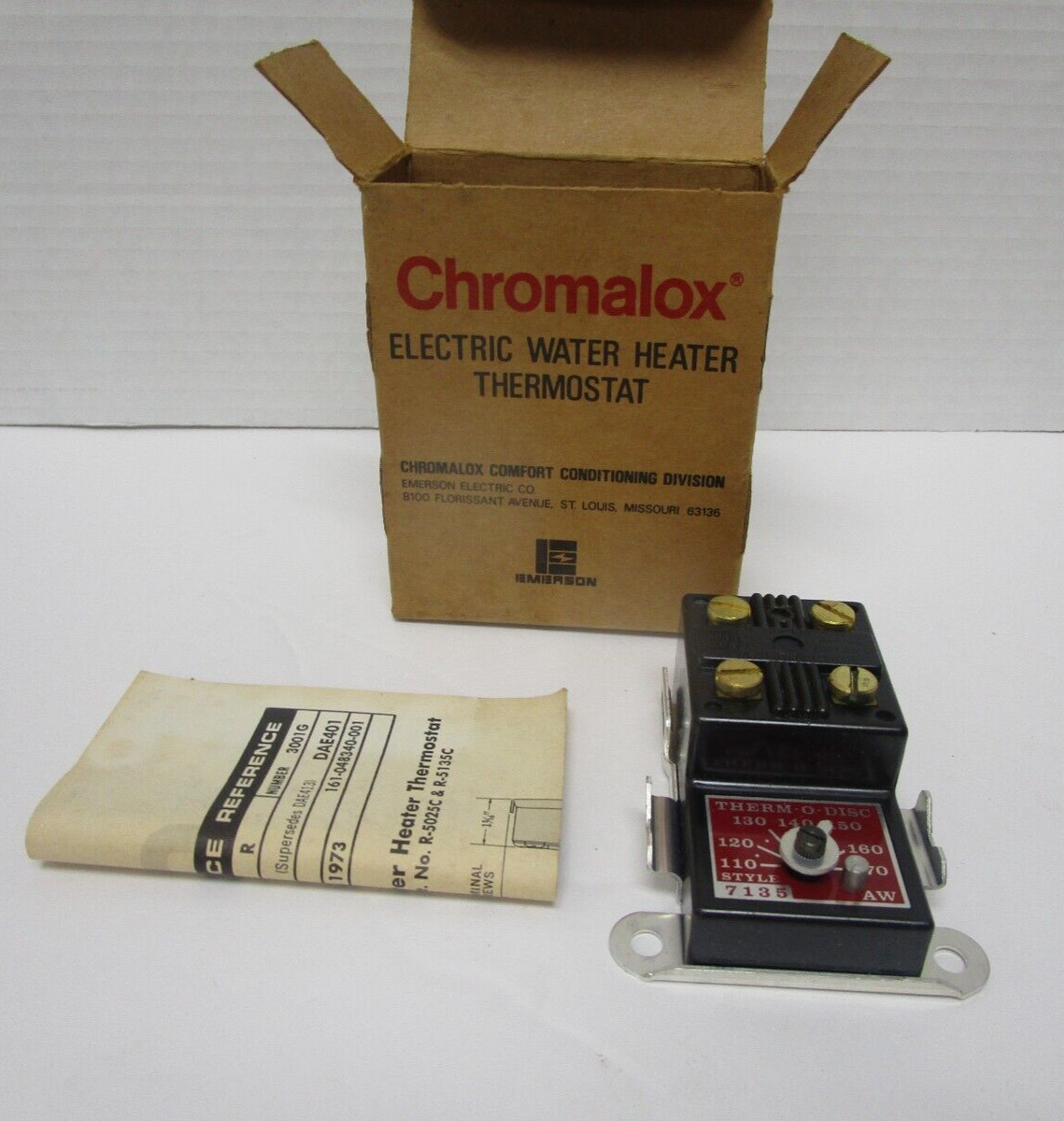 Chromalox Electric Water Heater Thermostat PCN No 41114-1