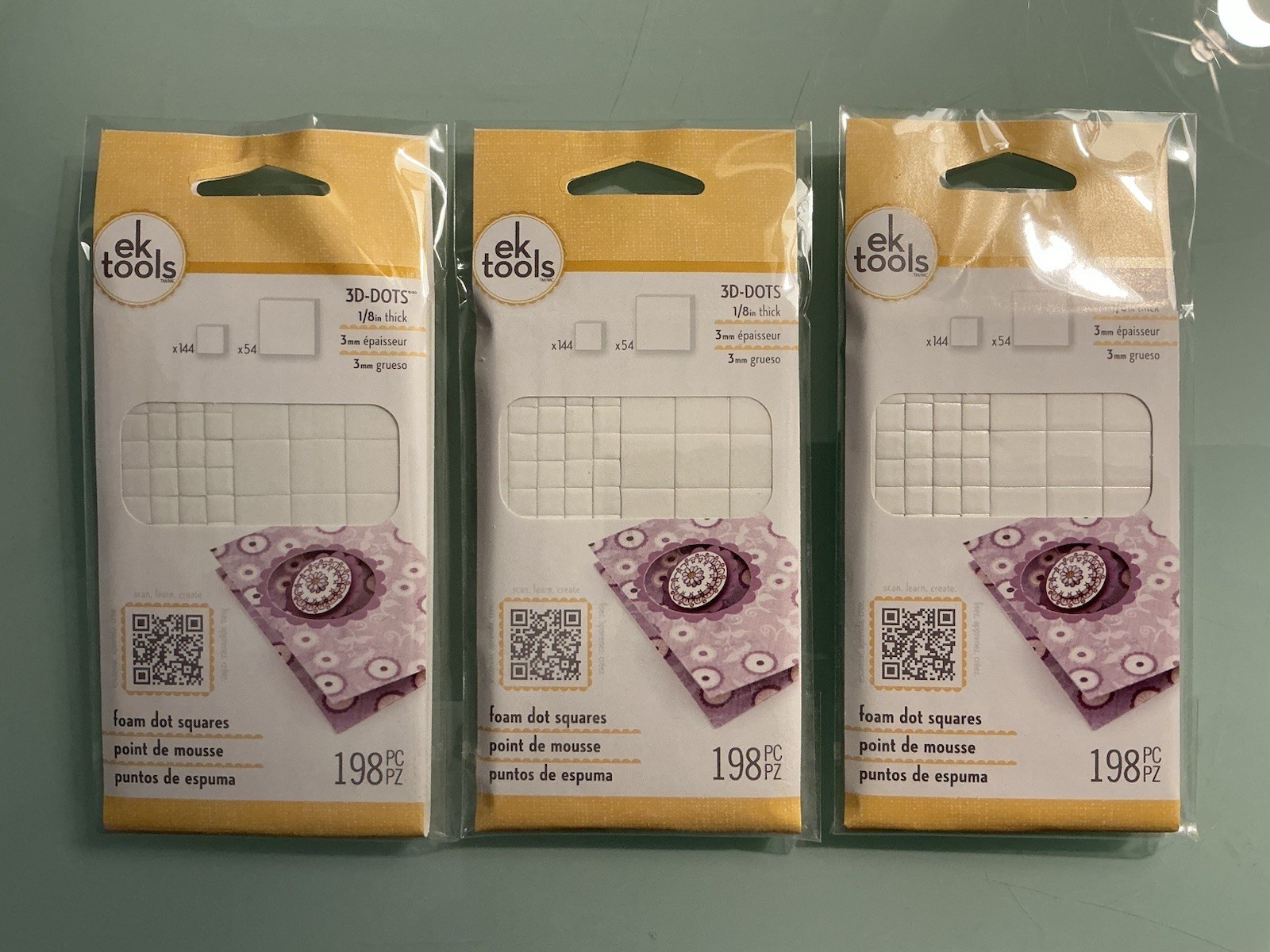 Bundle of 3 EK Tools 3D Foam Dot Squares Packages (New, 594 Squares Total)