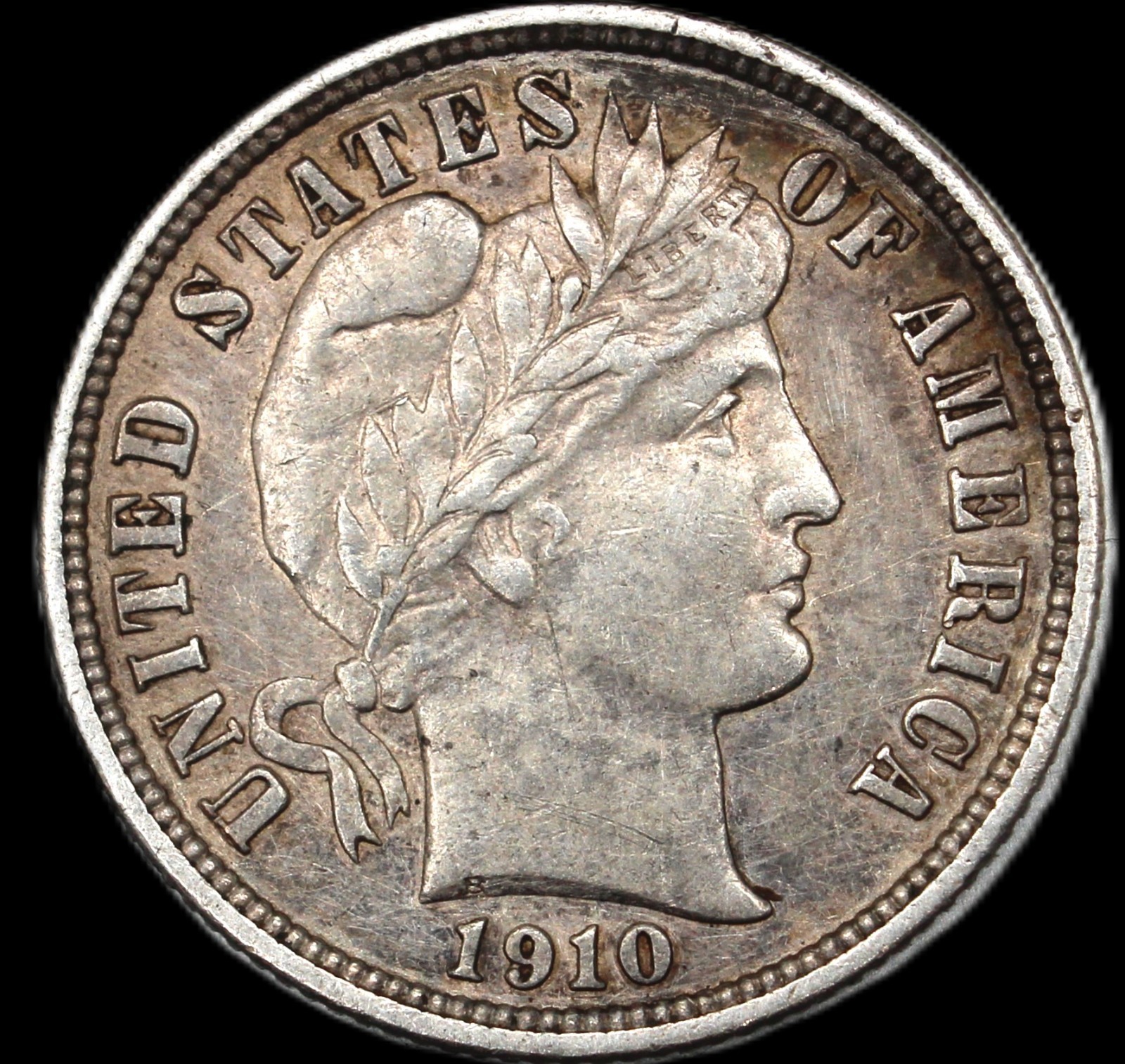 1910 10C Barber Dime- CHOICE AU DETAILED / FREE SHIPPING- SMH-497