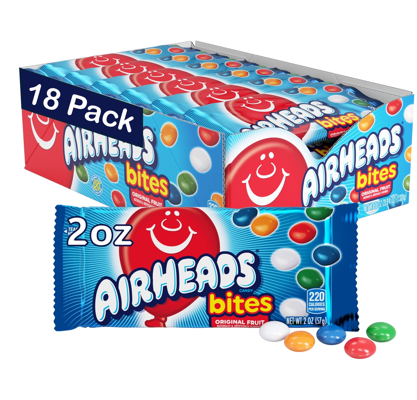 Candy Bites Assorted Fruit Flavors Individually Wrapped Chewy 2 Ounces 18-Pack