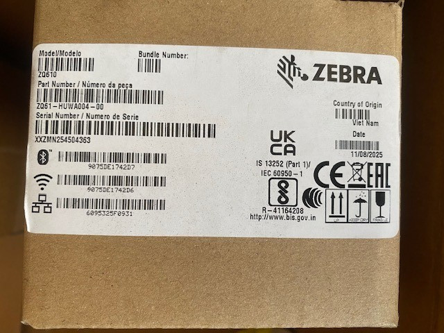 Zebra ZQ61-HUFA004-00 ZQ610 Plus-HC Desktop, Industrial, Mobile Direct Thermal