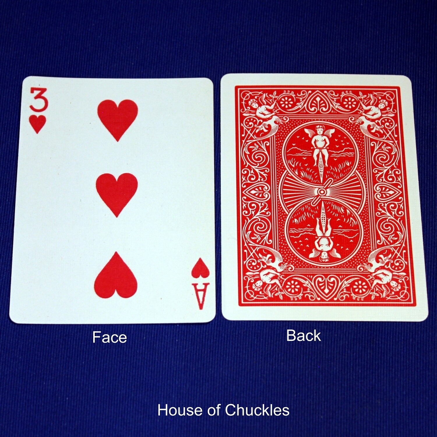 3 of Hearts / Ace of Hearts - Mis-Indexed, Bicycle Printed Gaff Card, Red