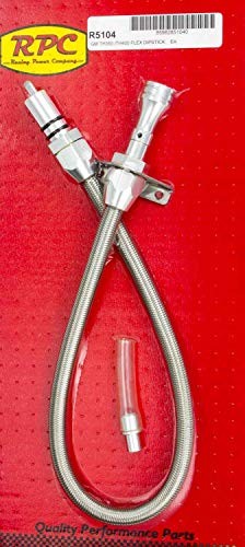 Transmission Dipstick, Firewall Mount, Flexible, Braided Stainless/Aluminum,