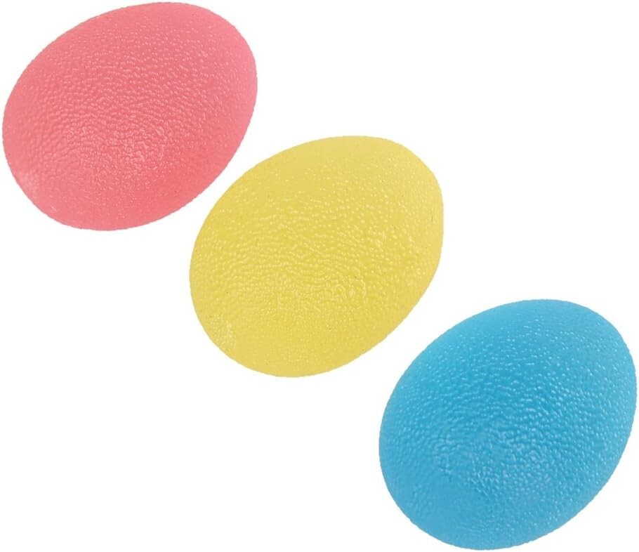 Hand Exercise Balls - Egg Shaped - 3 Squeeze Resistances (Soft, Medium, Firm)