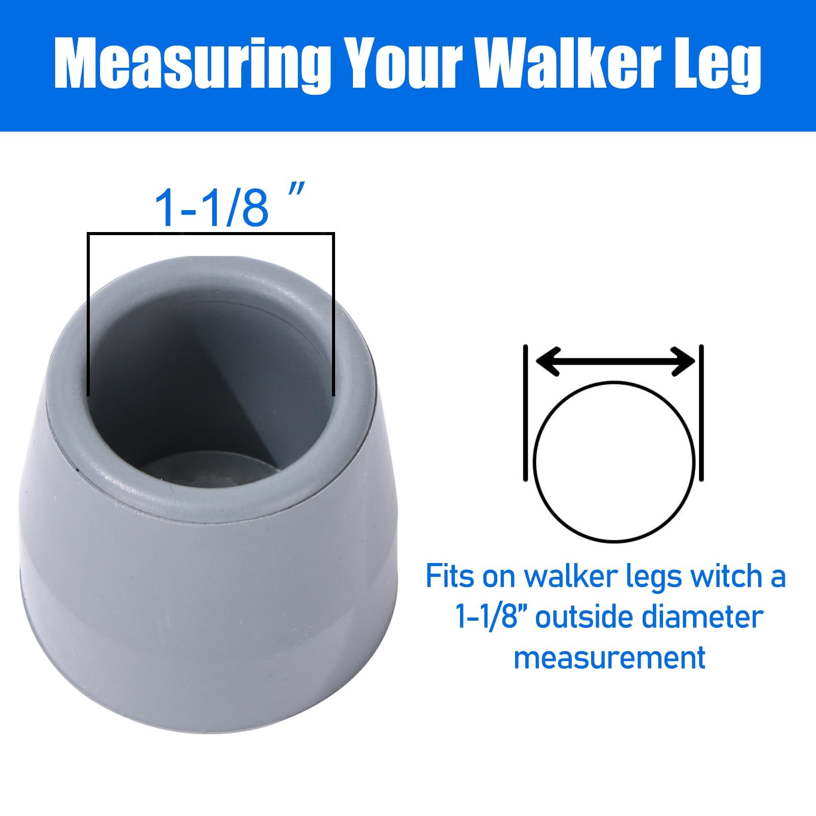 ANCKNE 4 Pack Walker Tips 1 1/8 inch Universal Walker Accessories Replacement...