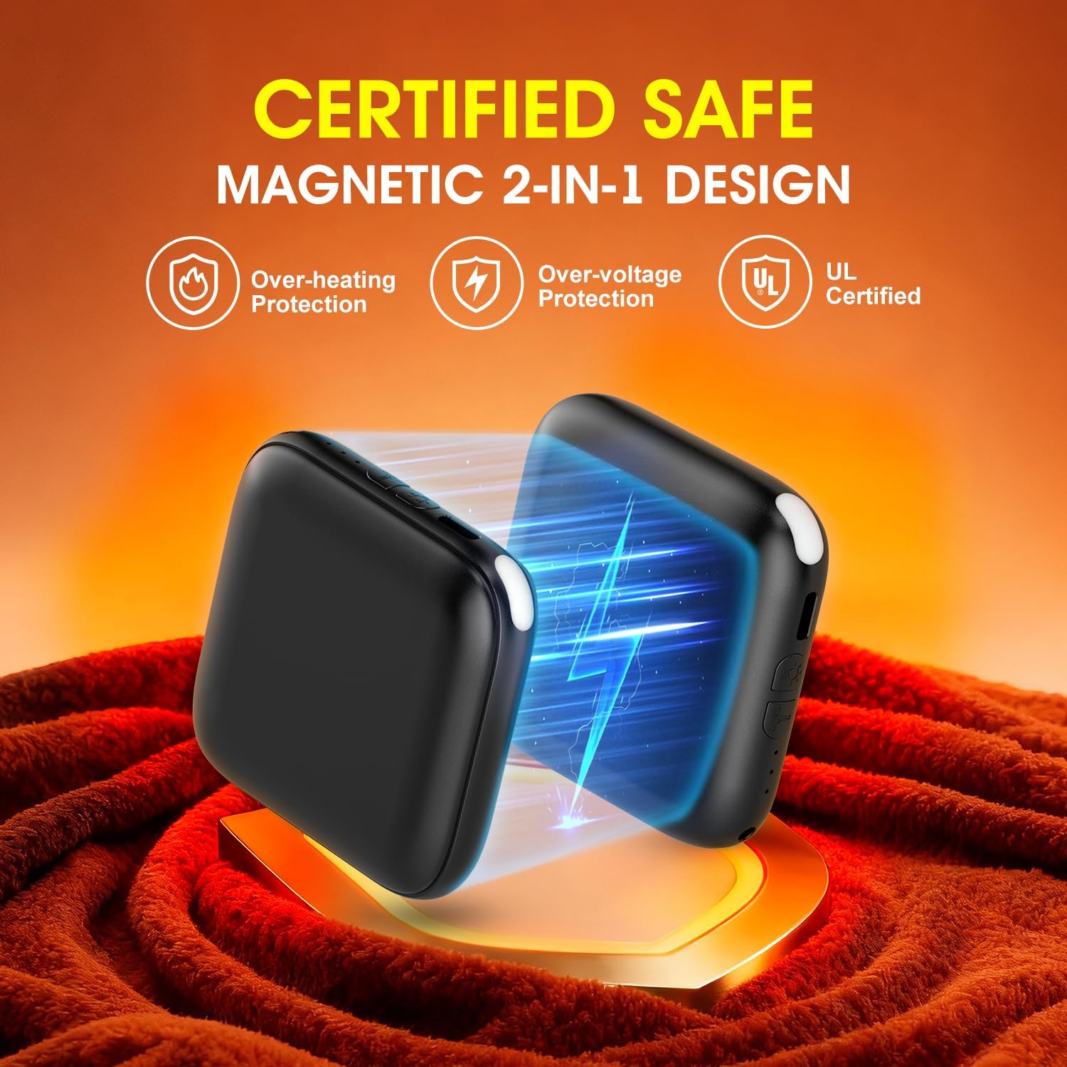 Hand Warmers Rechargeable 2 Pack - 6000mAh 3-Temp Fast Heating Electric Hand ...