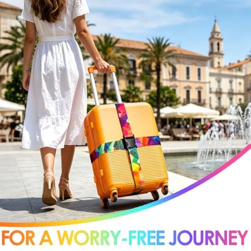 4 Pack Luggage Straps for Suitcases Adjustable Colorful Geometry(4 Pack)