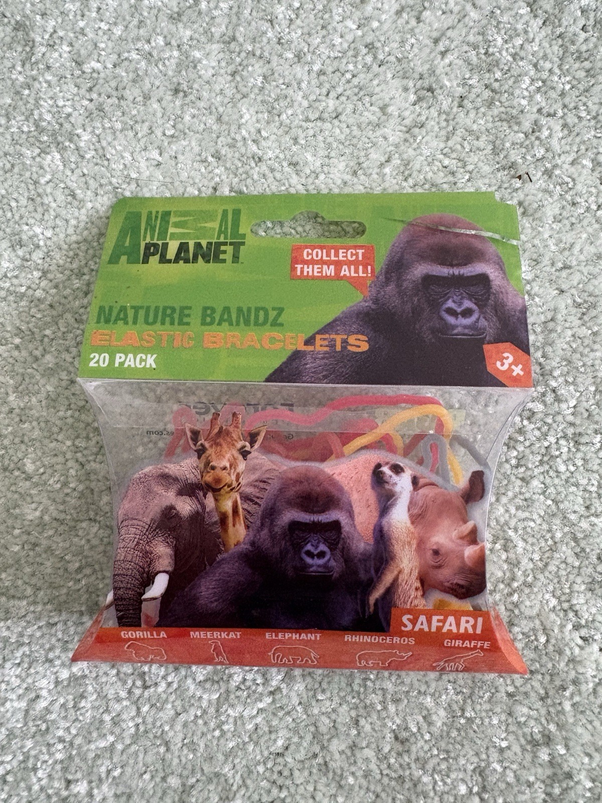 Animal Planet Nature Bandz Elastic Bracelets Safari 20 Pack Gorilla Rhino Toy