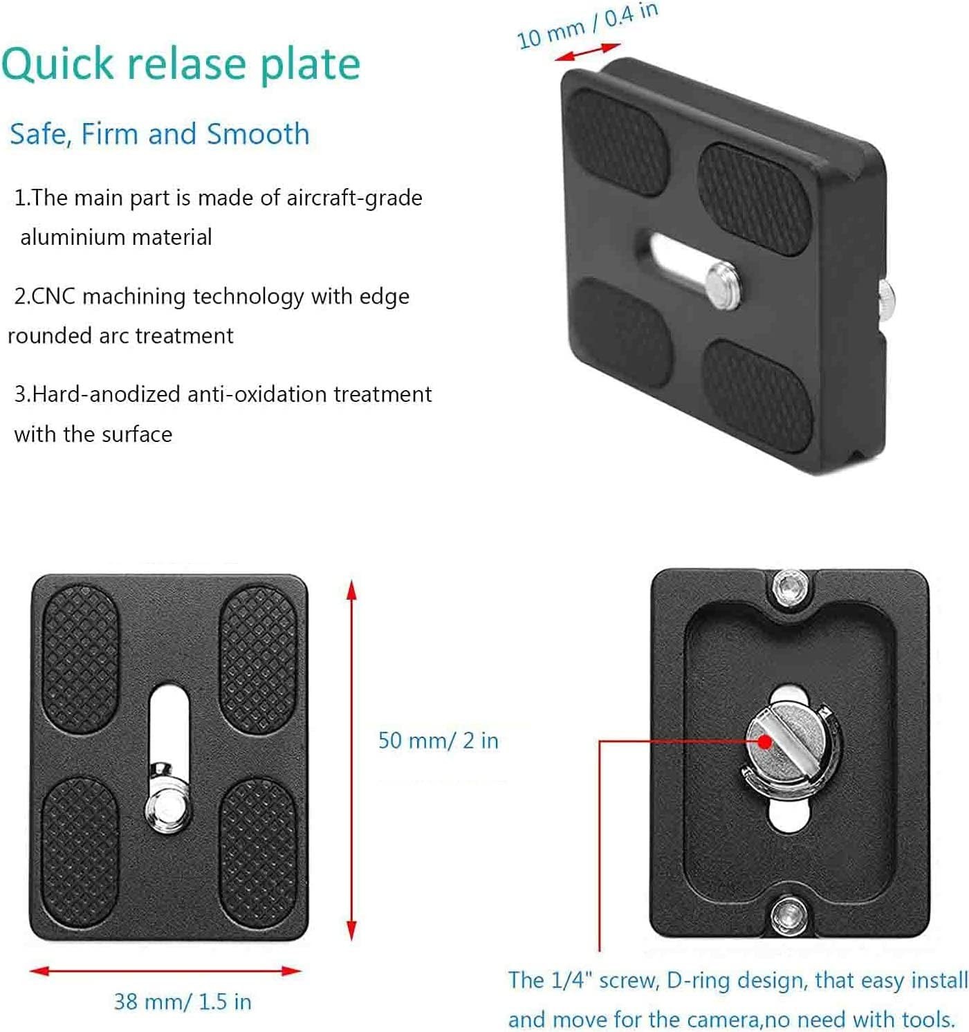 Camera Quick Release Plate PU50 2 PCS Tiny Universal for Arca Swiss Clamp