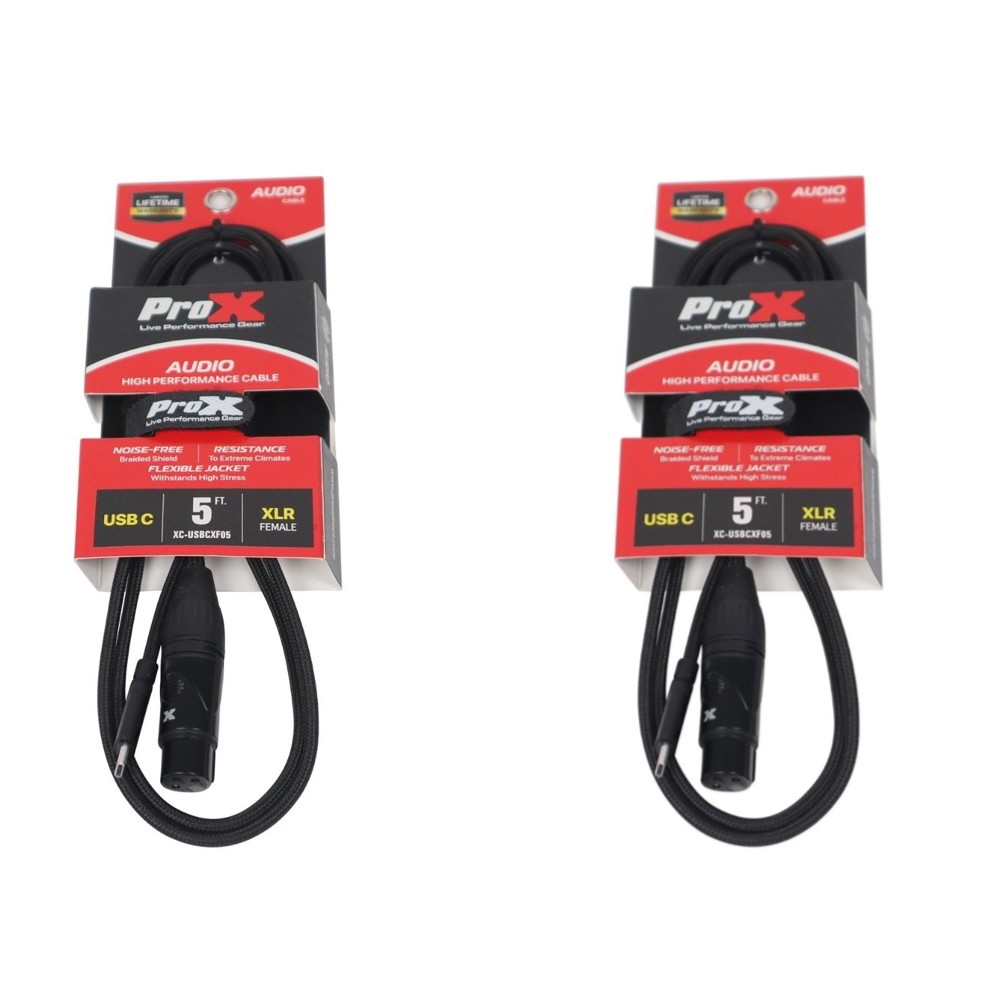 2 Pack of Pro X 5FT USB-C to XLR-F