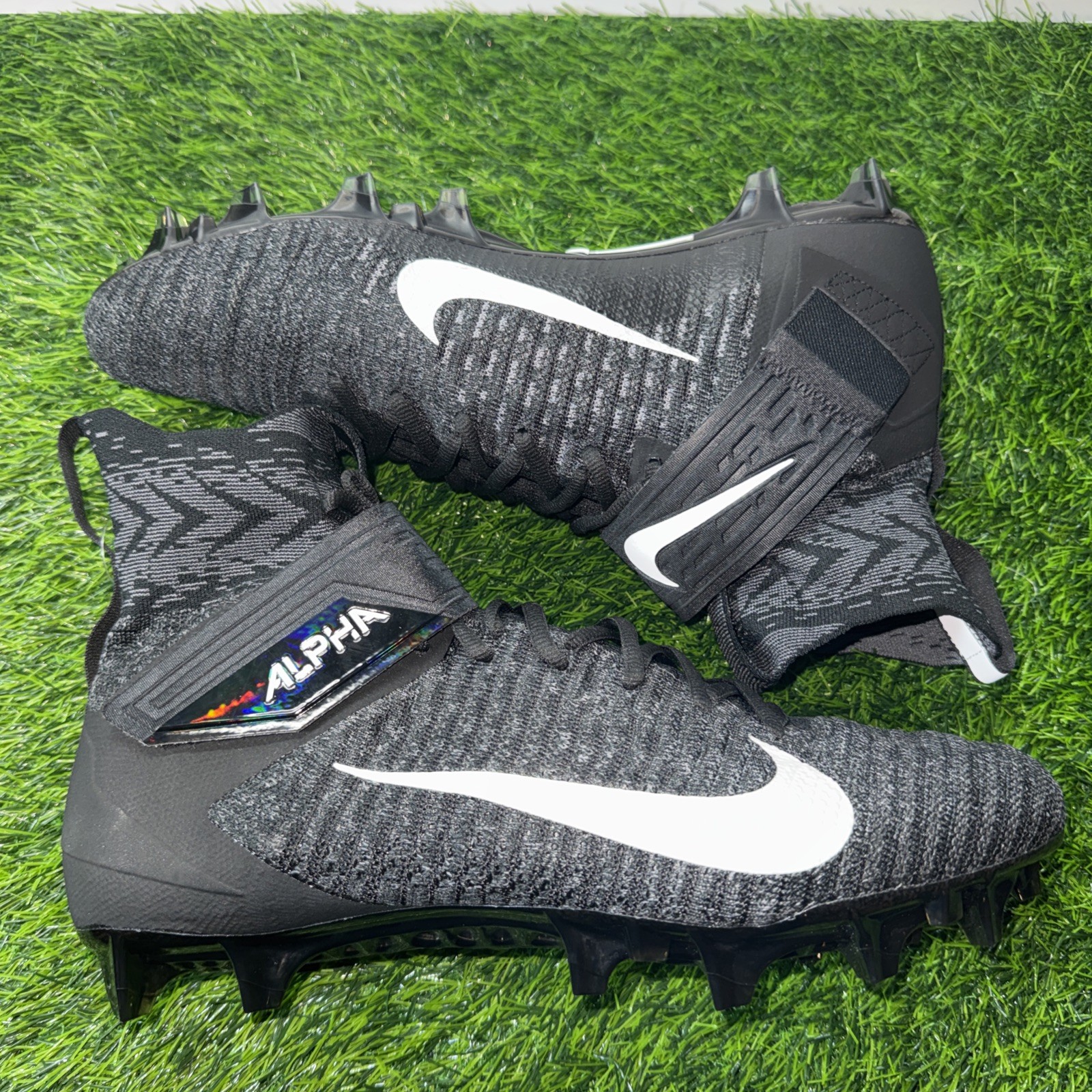 Nike Alpha Menace Elite 2 Black White Men's 12 Football Cleats AO3374-001
