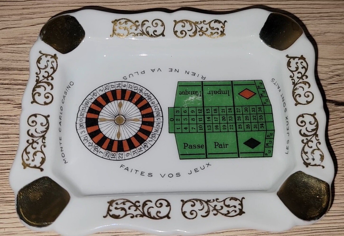 Limoges France Monte Carlo Casino Faites Vos Jeux Roulette Wheel Ashtray