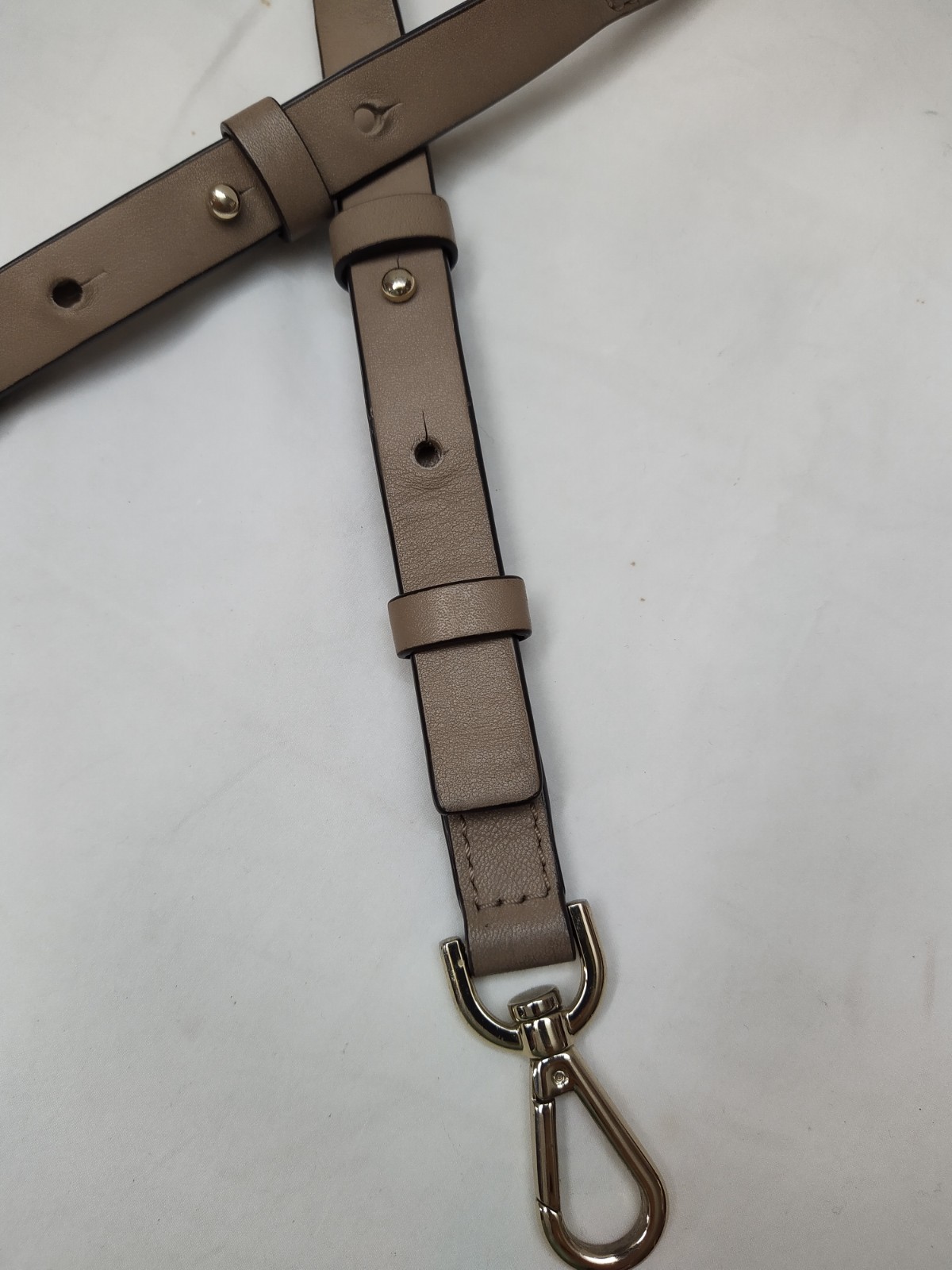Gray Leather Replacement Strap W/ Godltone Push Gate Hook