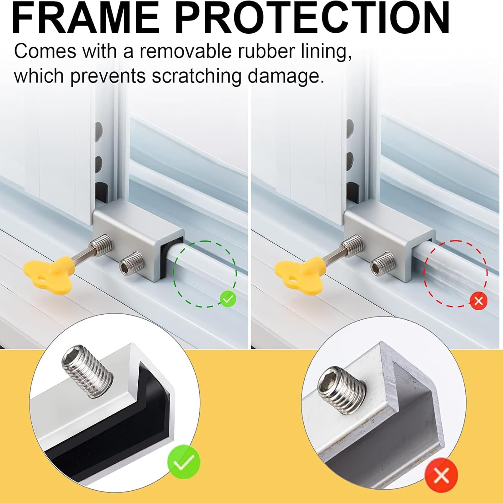 Window Locks, 4 Sets Sliding Locks with Key, for Up and Down Silver