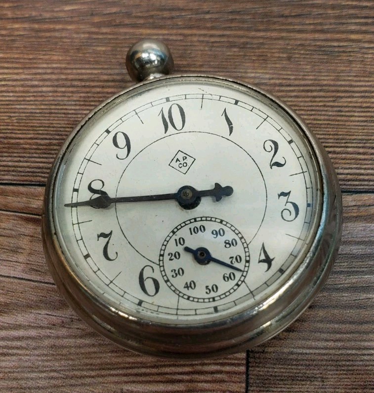 Vintage Silver Tone A.P. CO. Made In USA STOPWATCH 43.2mm FOR REPAIR (TM)