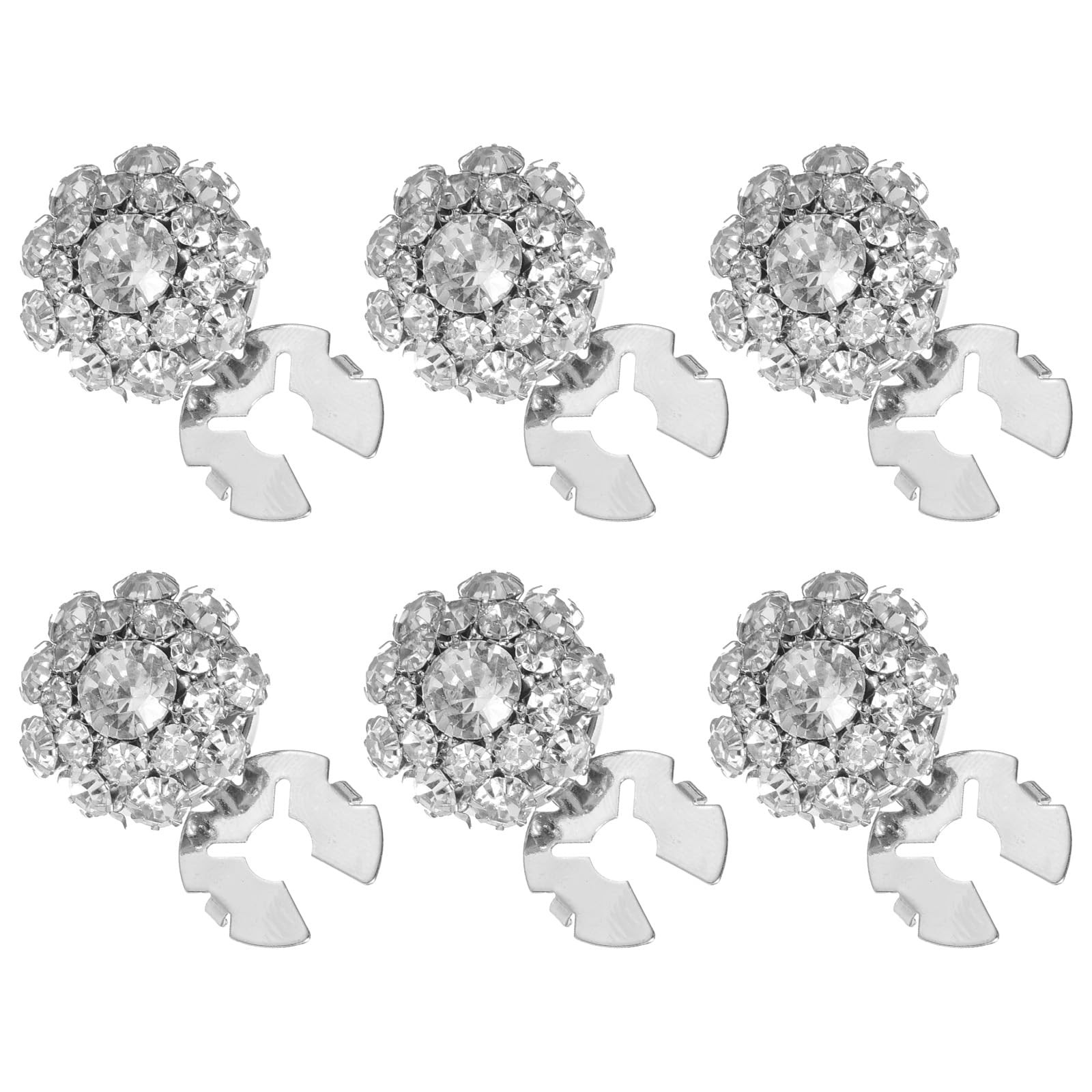 6PCS Button Covers, Detachable Rhinestone Covers 2cm/0.79in, Silver