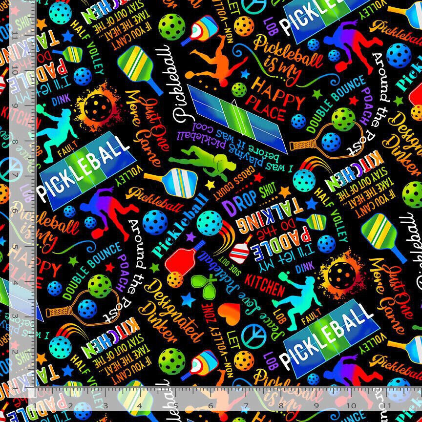 Sport Pickleball Fabric By The Yard Pickle Ball Cotton Timeless Treasures CD2274