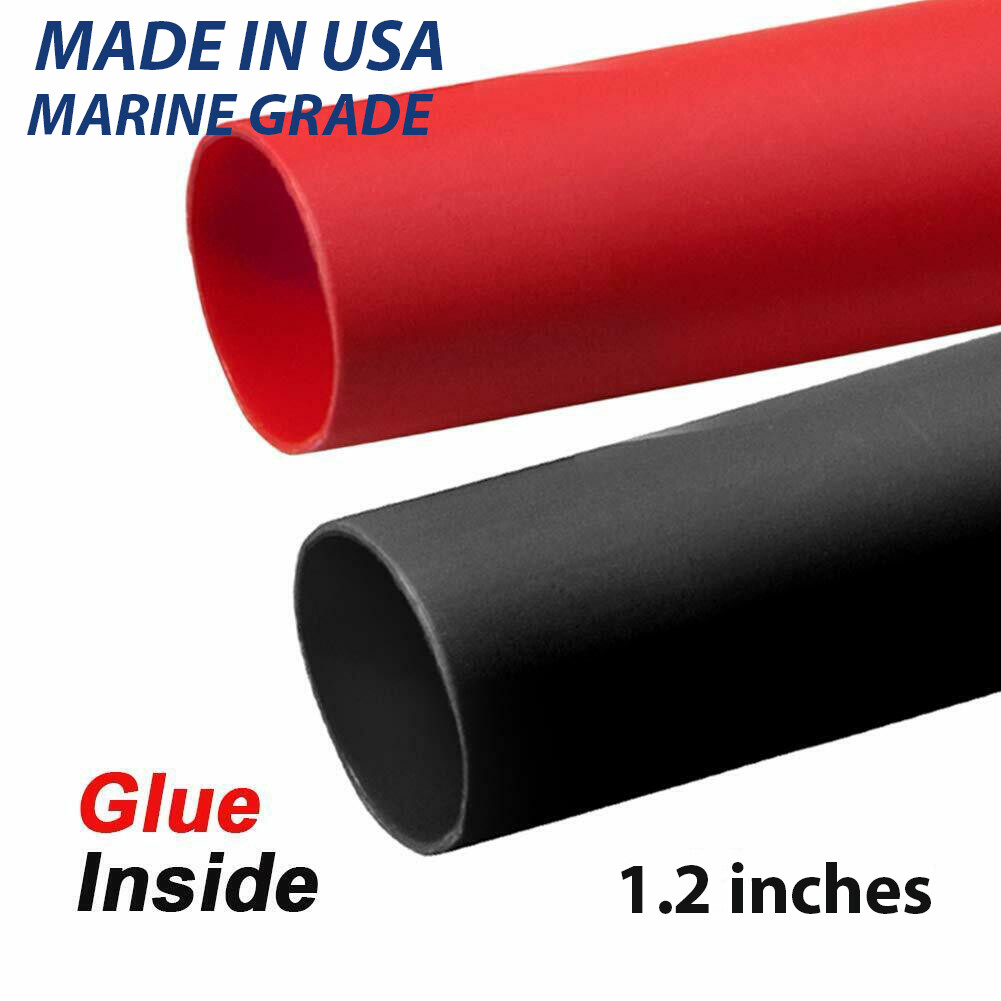 1/2" Black & RED Adhesive Glue Lined Heat Shrink, MADE IN USA,MARINE GRADE THICK