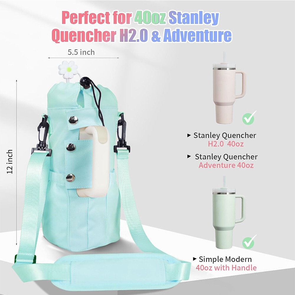 Water Bottle Holder With Strap Carrier Bag Pouch For Stanley Tumbler Cup 40oz
