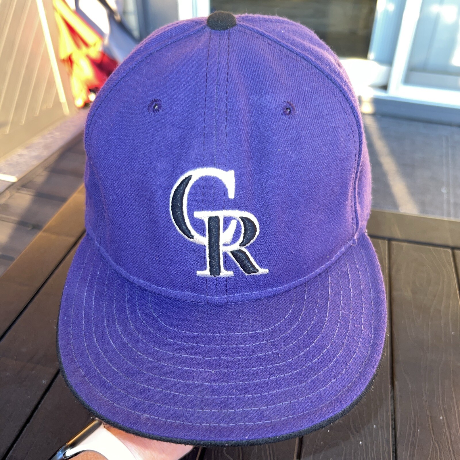 Colorado Rockies GR Black/Silver on Purple Hat Cap New Era 59FIFTY  Sz 7 1/2