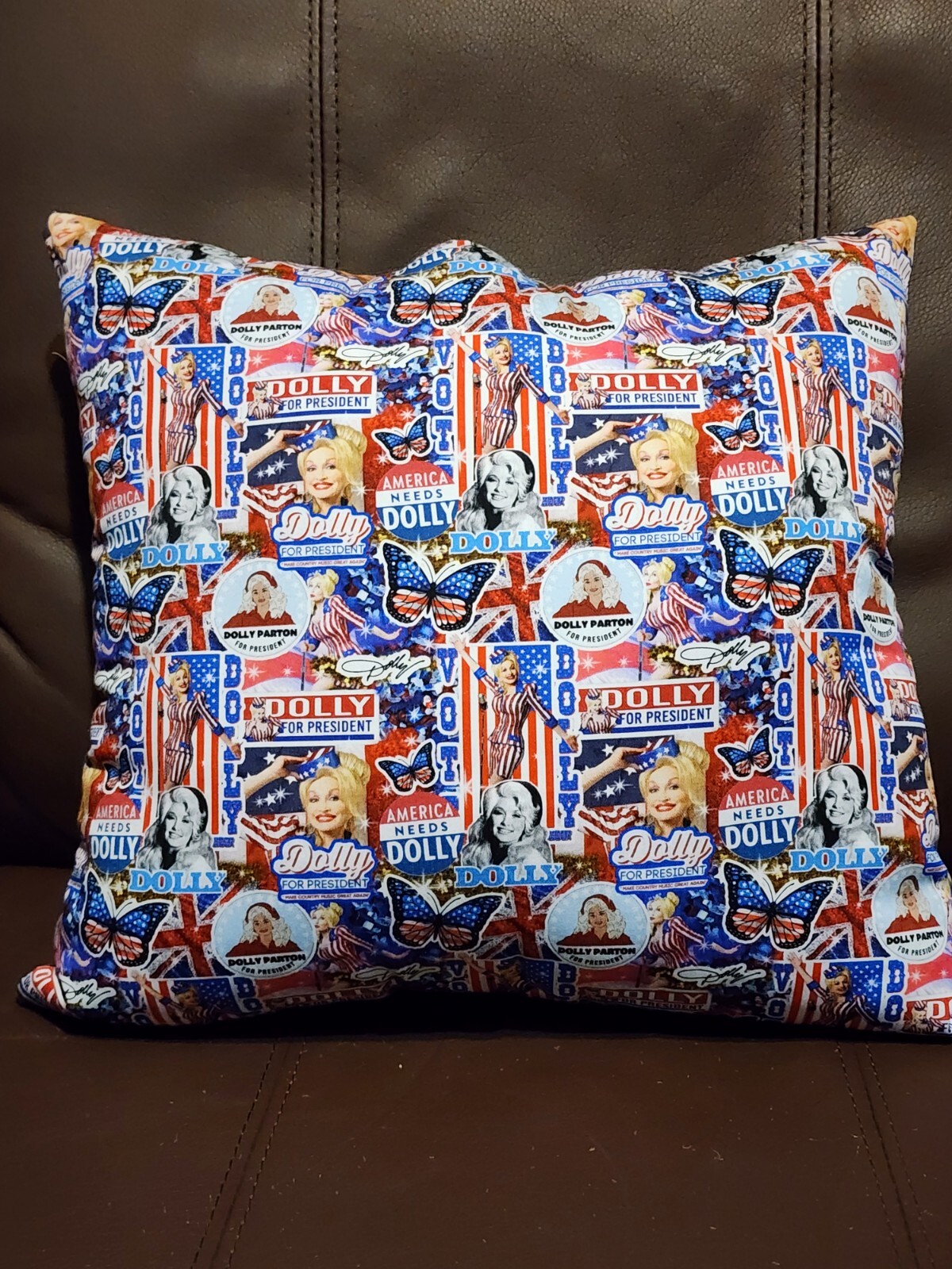 NEW Handmade Handcrafted Dolly Parton Country Music Travel throw pillow 13"X12"