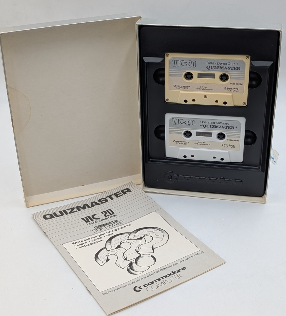 Vtg Commodore Vic 20 Know Your Own IQ & Quizmaster Software Complete UNTESTED
