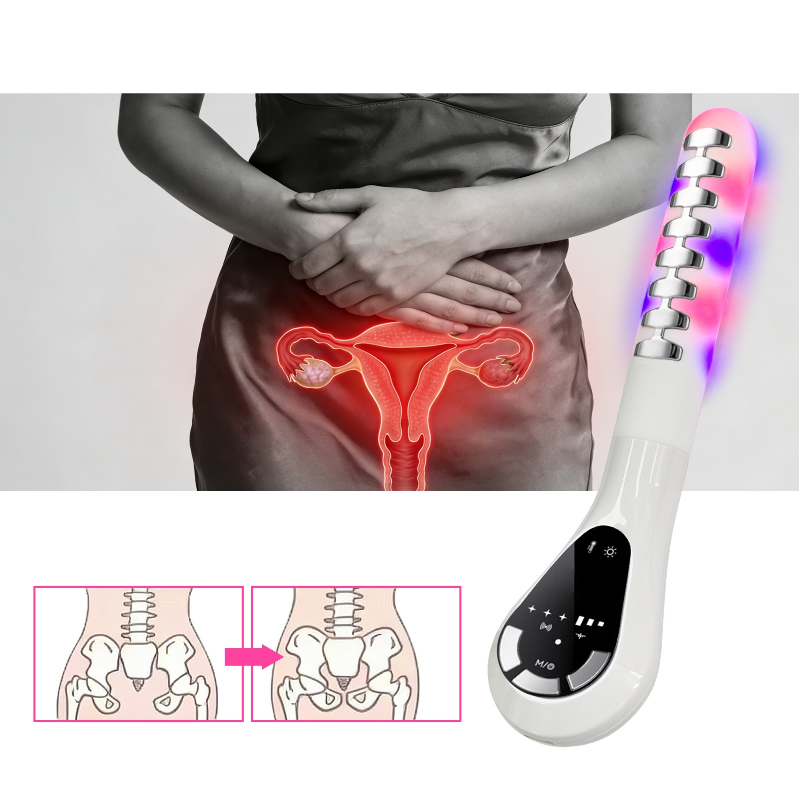 Vaginal Rejuvenation Device with Red Blue LED Light for PH Balance and Care