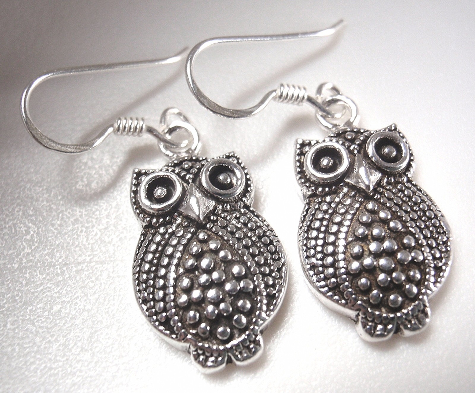 All Seeing Wise Owl 925 Sterling Silver Dangle Earrings