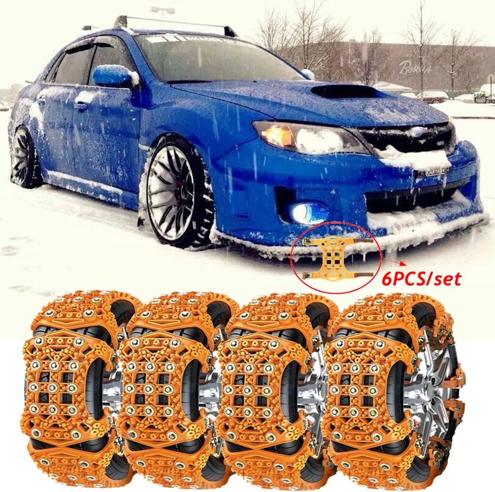 6Pcs Car Tire Chains Anti-Skid Emergency Winter Snow For Subaru Impreza WRX/STI
