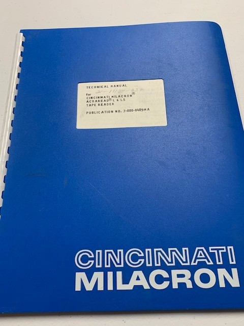 Cincinnati Milacron Technical Manual for Acraread L&L5 Tape Reader