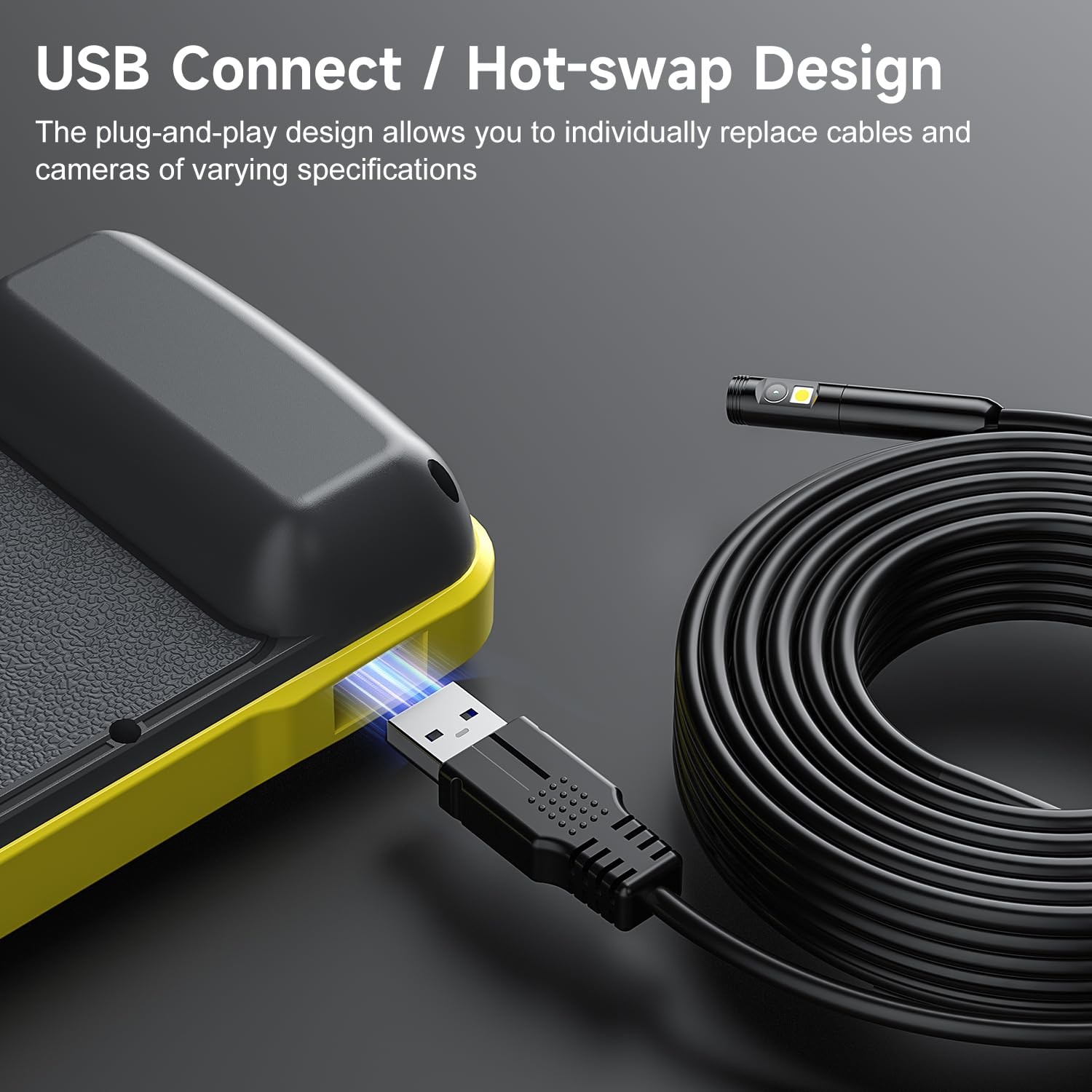 Dual Lens Borescope with 5" IPS Screen, Endoscope Camera with Lights 16.5FT S...